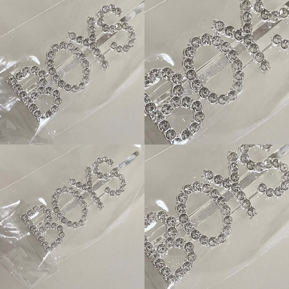 Crystal Rhinestone Studded Metal Hair Pin Accessory “BOYS” - Picture 4 of 15